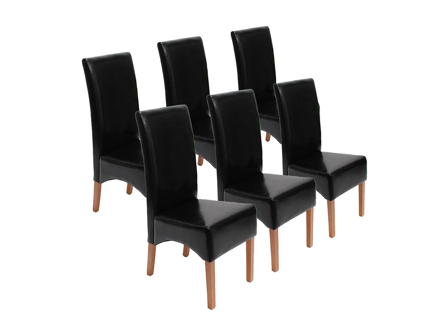 Eetkamerstoel Crotone (set van 6), zwart, lichte poten