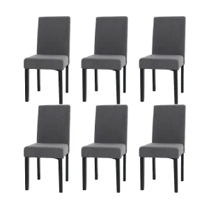 Eetkamerstoel Littau Cord (set van 6), donkergrijs, donkere poten Eetkamerstoel Littau Cord (set van 6), donkergrijs, donkere poten