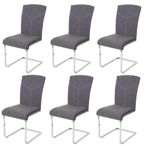 Eetkamerstoel MCW-F36 (set van 6),  stof/textiel, grijs
