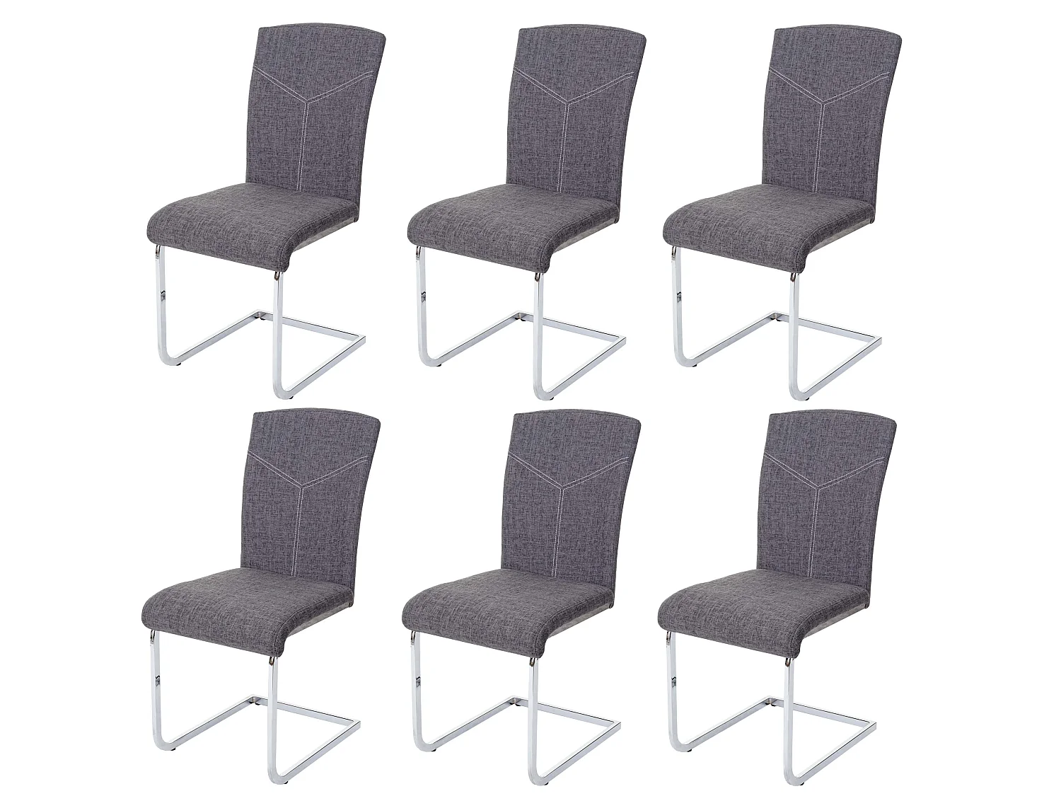 Eetkamerstoel MCW-F36 (set van 6), stof/textiel, grijs