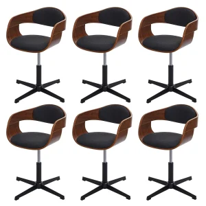 Eetkamerstoel MCW-H46 (set van 6),  walnoot-look, stof donkergrijs