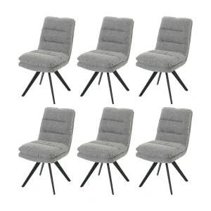 Eetkamerstoel MCW-G66 Bouclé (set van 6), lichtgrijs Eetkamerstoel MCW-G66 Bouclé (set van 6), lichtgrijs