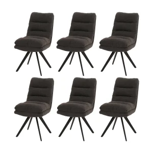Eetkamerstoel MCW-G66 Bouclé (set van 6), donkergrijs Eetkamerstoel MCW-G66 Bouclé (set van 6), donkergrijs