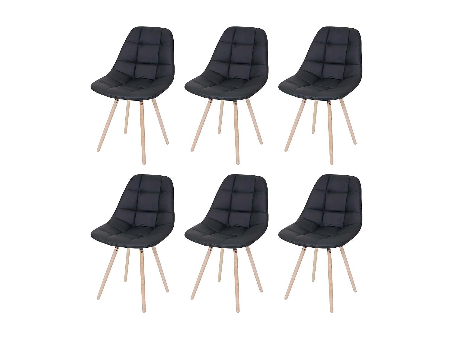Eetkamerstoel MCW-A60 I (set van 6), kunstleer zwart