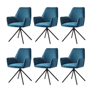 Eetkamerstoel MCW-G67 (set van 6), turquoise-blauw, poten zwart Eetkamerstoel MCW-G67 (set van 6), turquoise-blauw, poten zwart
