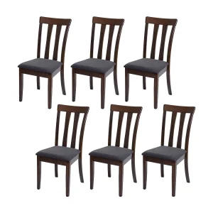 Eetkamerstoel MCW-G46 (set van 6), donker frame, donkergrijs Eetkamerstoel MCW-G46 (set van 6), donker frame, donkergrijs