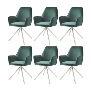 Eetkamerstoel MCW-G67 (set van 6), groen, roestvrij staal Eetkamerstoel MCW-G67 (set van 6), groen, roestvrij staal