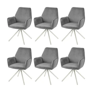 Eetkamerstoel MCW-G67 (set van 6), donkergrijs, roestvrij staal Eetkamerstoel MCW-G67 (set van 6), donkergrijs, roestvrij staal