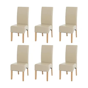 Eetkamerstoel Crotone (set van 6), crème, lichte poten Eetkamerstoel Crotone (set van 6), crème, lichte poten