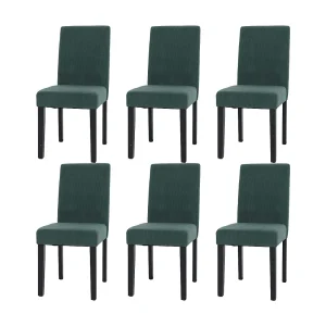 Eetkamerstoel Littau Cord (set van 6), groen, donkere poten Eetkamerstoel Littau Cord (set van 6), groen, donkere poten