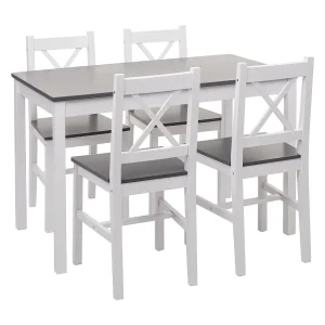 Eetkamer set MCW-F77 (5-delig),  wit-grijs