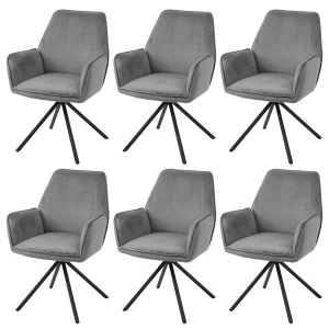 Eetkamerstoel MCW-G67 (set van 6), donkergrijs, poten zwart Eetkamerstoel MCW-G67 (set van 6), donkergrijs, poten zwart