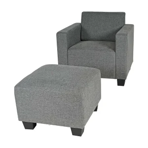 Fauteuil met voetenbank Moncalieri, grijs Fauteuil met voetenbank Moncalieri, grijs