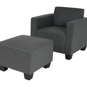 Fauteuil met voetenbank Moncalieri, donkergrijs Fauteuil met voetenbank Moncalieri, donkergrijs