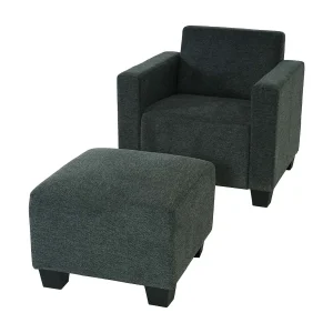 Fauteuil met voetenbank Moncalieri, antracietgrijs Fauteuil met voetenbank Moncalieri, antracietgrijs