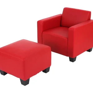 Fauteuil met voetenbank Moncalieri, rood Fauteuil met voetenbank Moncalieri, rood