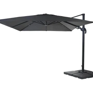 Draaibare zweefparasol MCW-A96 III, antraciet met standaard, draaibaar Draaibare zweefparasol MCW-A96 III, antraciet met standaard, draaibaar