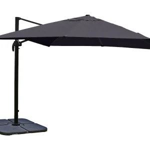 Draaibare zweefparasol MCW-A96 II, antraciet, met standaard, draaibaar Draaibare zweefparasol MCW-A96 II, antraciet, met standaard, draaibaar