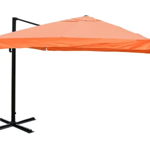 Draaibare zweefparasol MCW-A96 III, klep, terracotta zonder voet, draaibaar Draaibare zweefparasol MCW-A96 III, klep, terracotta zonder voet, draaibaar