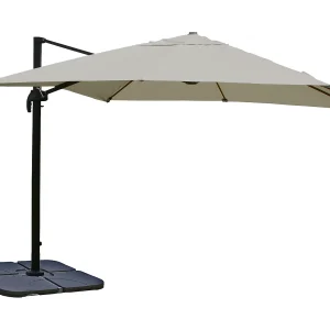 Draaibare zweefparasol MCW-A96 III, creme-grijs met standaard, draaibaar Draaibare zweefparasol MCW-A96 III, creme-grijs met standaard, draaibaar