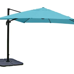 Draaibare zweefparasol MCW-A96 II, turquoise met standaard, draaibaar Draaibare zweefparasol MCW-A96 II, turquoise met standaard, draaibaar