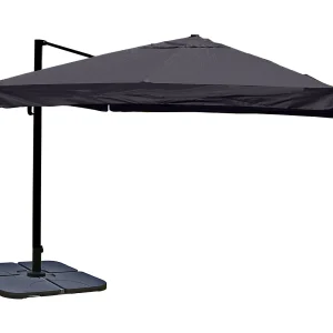 Draaibare zweefparasol MCW-A96 II, Flap, antraciet met standaard, draaibaar Draaibare zweefparasol MCW-A96 II, Flap, antraciet met standaard, draaibaar