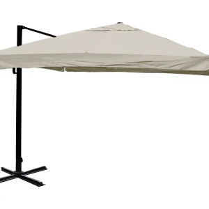 Draaibare zweefparasol MCW-A96 II,  Flap, crèmegrijs zonder standaard
