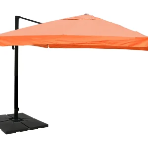 Draaibare zweefparasol MCW-A96 III, Flap, terracotta met standaard, draaibaar Draaibare zweefparasol MCW-A96 III, Flap, terracotta met standaard, draaibaar