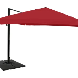 Draaibare zweefparasol MCW-A96 III, klep, bordeaux met standaard, draaibaar Draaibare zweefparasol MCW-A96 III, klep, bordeaux met standaard, draaibaar