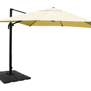 Draaibare zweefparasol MCW-A96 III, crème met standaard, draaibaar Draaibare zweefparasol MCW-A96 III, crème met standaard, draaibaar