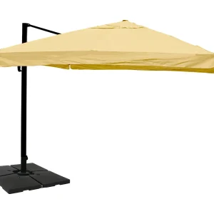 Draaibare zweefparasol MCW-A96 III, Flap, crème met standaard, draaibaar Draaibare zweefparasol MCW-A96 III, Flap, crème met standaard, draaibaar