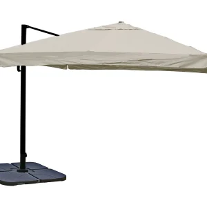 Draaibare zweefparasol MCW-A96 II,  Flap, crèmegrijs met standaard