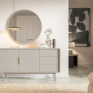 Dressoir met twee deuren – 154 cm – en drie laden – taupe (grijsbeige) – VIVIARO