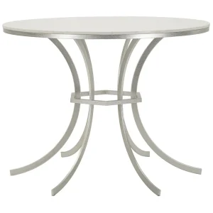 Eettafel van zilverkleurig metaal en marmer, ø 100×76,5 cm Eettafel van zilverkleurig metaal en marmer, ø 100×76,5 cm