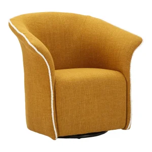 Draaifauteuil in mosterdkleurige stof 83,5x66x80 cm Draaifauteuil in mosterdkleurige stof 83,5x66x80 cm