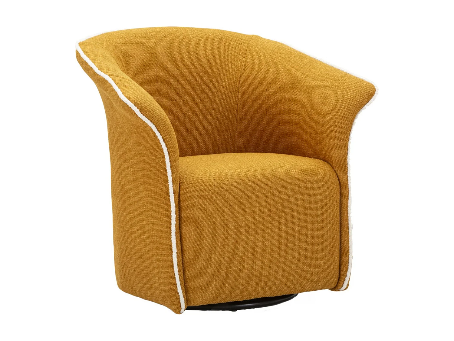 Draaifauteuil in mosterdkleurige stof 83,5x66x80 cm