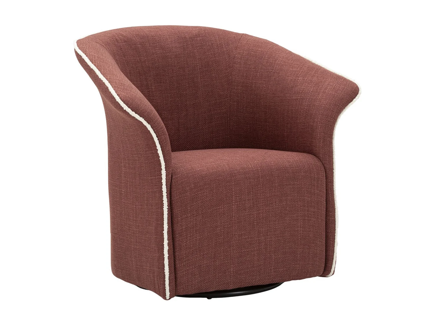 Draaifauteuil in bordeauxrode stof, 83,5x66x80 cm