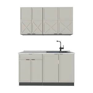 Eenpersoonskeuken grijs/beige/antraciet 140x46x81.6 fame-line