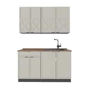 Eenpersoonskeuken grijs/beige/antraciet 140x60x81.6 fame-line