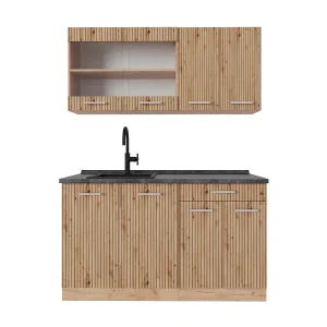 Eenpersoonskeuken artisanaal eiken/goudkraft eiken 140x60x81.6 r-line Eenpersoonskeuken artisanaal eiken/goudkraft eiken 140x60x81.6 r-line