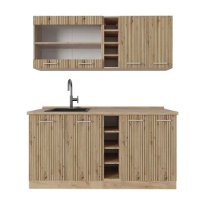 Eenpersoonskeuken artisanaal eiken/goudkraft eiken 160x60x81.6 r-line Eenpersoonskeuken artisanaal eiken/goudkraft eiken 160x60x81.6 r-line