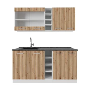 Eenpersoonskeuken artisanaal eiken/wit 160x60x81.6 r-line Eenpersoonskeuken artisanaal eiken/wit 160x60x81.6 r-line