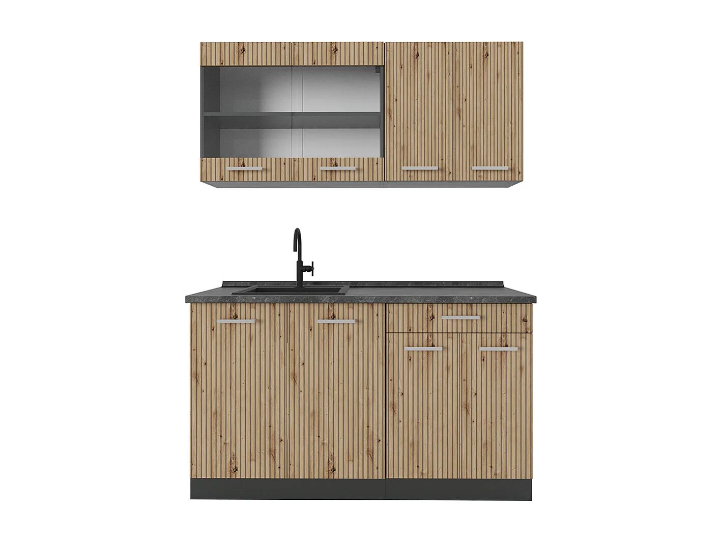 Eenpersoonskeuken artisanaal eiken/antraciet 140x46x81.6 r-line