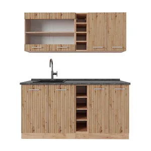 Eenpersoonskeuken artisanaal eiken/goudkraft eiken 160x60x81.6 r-line Eenpersoonskeuken artisanaal eiken/goudkraft eiken 160x60x81.6 r-line