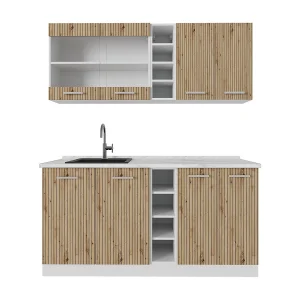 Eenpersoonskeuken artisanaal eiken/wit 160x60x81.6 r-line Eenpersoonskeuken artisanaal eiken/wit 160x60x81.6 r-line