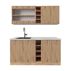 Eenpersoonskeuken artisanaal eiken/goudkraft eiken 160x60x81.6 r-line Eenpersoonskeuken artisanaal eiken/goudkraft eiken 160x60x81.6 r-line