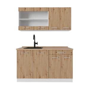 Eenpersoonskeuken artisanaal eiken/wit 140x60x81.6 r-line Eenpersoonskeuken artisanaal eiken/wit 140x60x81.6 r-line