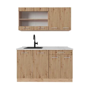Eenpersoonskeuken artisanaal eiken/goudkraft eiken 140x60x81.6 r-line Eenpersoonskeuken artisanaal eiken/goudkraft eiken 140x60x81.6 r-line