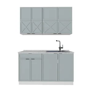 Eenpersoonskeuken licht blauw-grijs/wit 140x46x81.6 fame-line Eenpersoonskeuken licht blauw-grijs/wit 140x46x81.6 fame-line