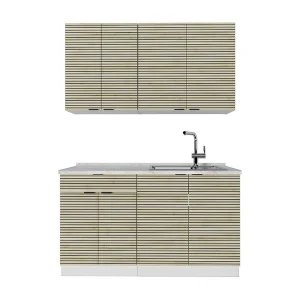 Eenpersoonskeuken eiken paneel/wit 140x46x81.6 fame-line Eenpersoonskeuken eiken paneel/wit 140x46x81.6 fame-line